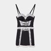 Nuisette effet satin et la&ccedil;age noir femme