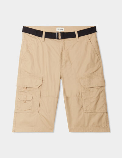 Bermuda cargo côtelé ceinturé Trappeur beige homme
