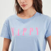 T-shirt col rond manches courtes coton bleu clair femme