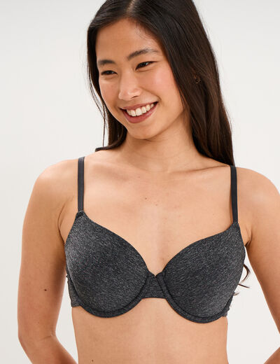 Soutien-gorge corbeille padd&eacute; microfibre gris femme