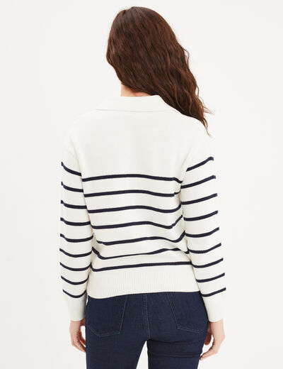 Pull marinière manches longues Creeks blanc femme