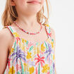 Robe courte &agrave; bretelles et volants ecru fille