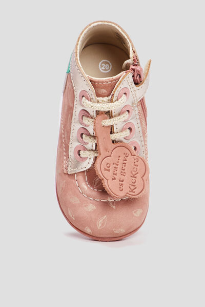 Bottillons en cuir Bonzip2 rose bébé fille
