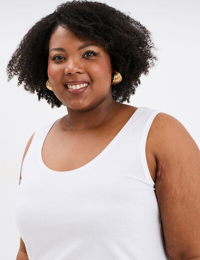 Débardeur ajusté sans manches coton blanc femme grande taille