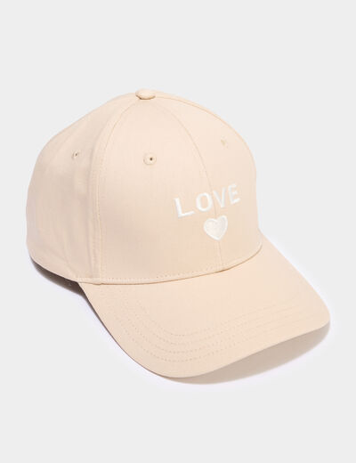 Casquette brod&eacute;e coton sable femme