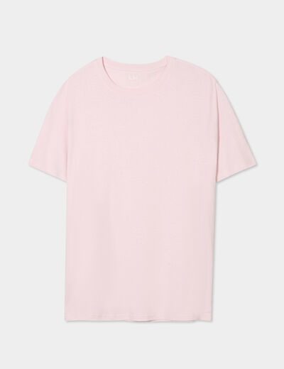T-shirt droit en coton manches courtes rose pastel homme