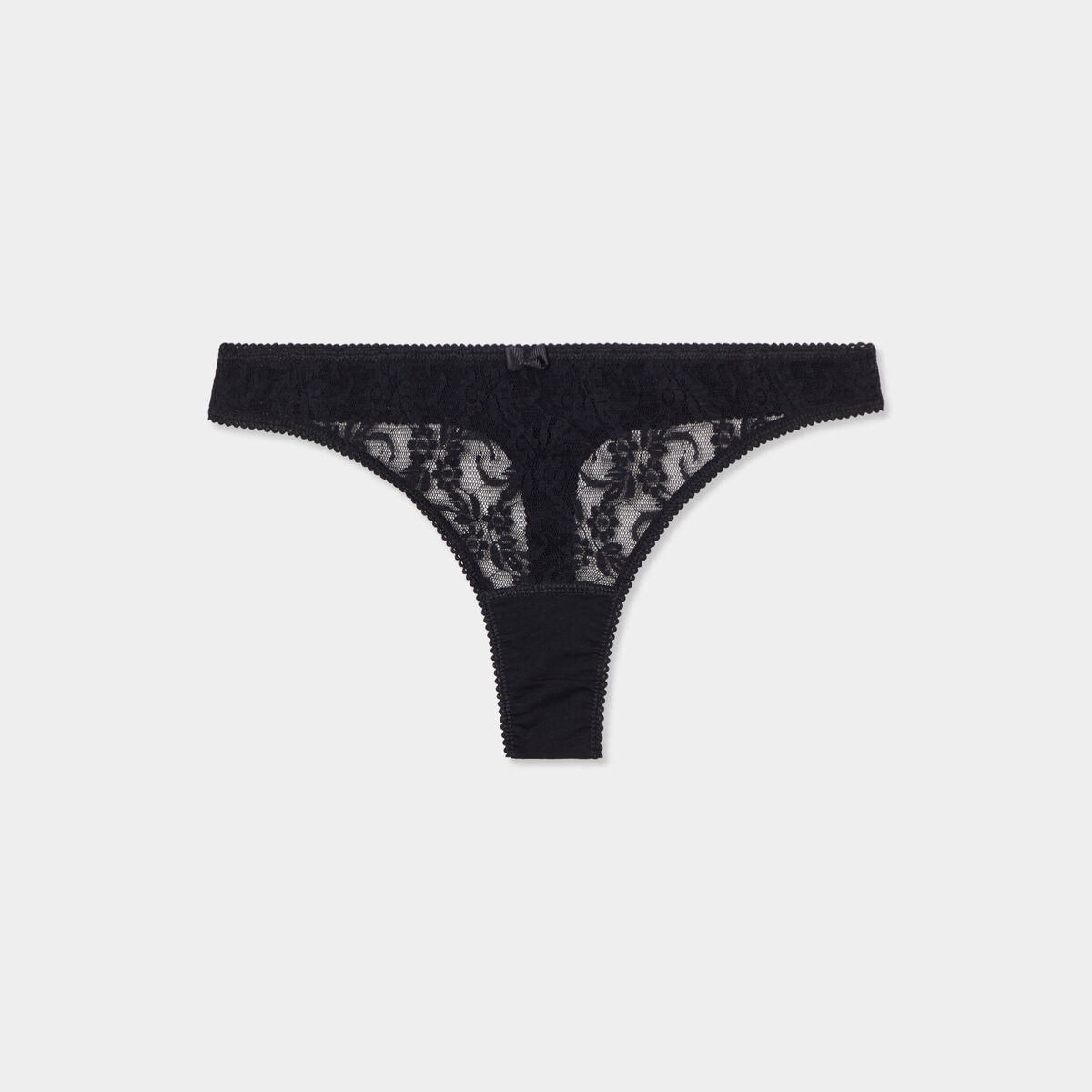 String avec dentelle noir femme