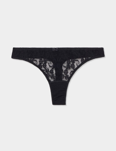 String avec dentelle noir femme