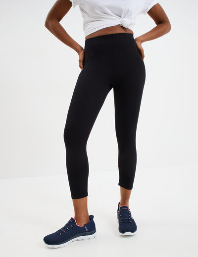 Legging élastiqué 7/8ème noir femme