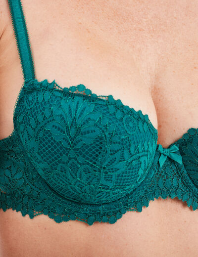 Soutien-gorge emboîtant paddé dentelle vert foncé femme