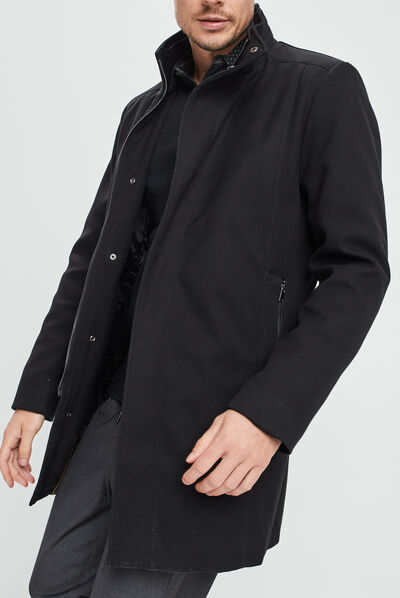 Manteau droit long noir homme