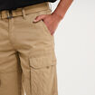 Bermuda cargo c&ocirc;tel&eacute; coton ceintur&eacute; beige homme