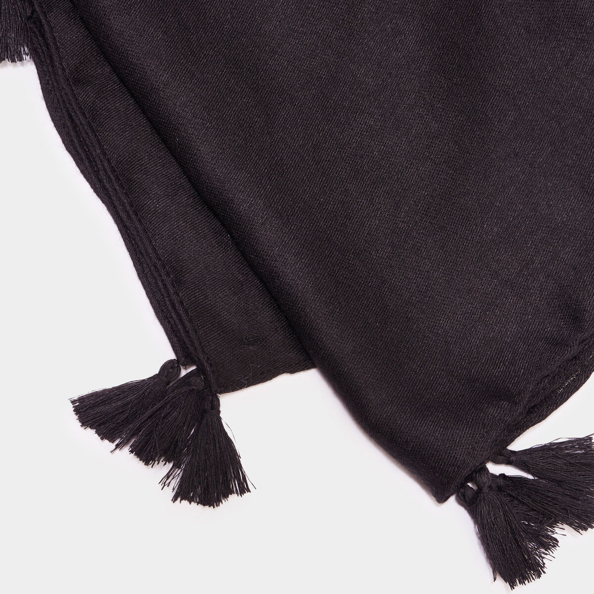 Foulard à pompons noir femme