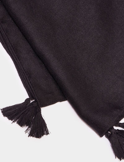 Foulard à pompons noir femme