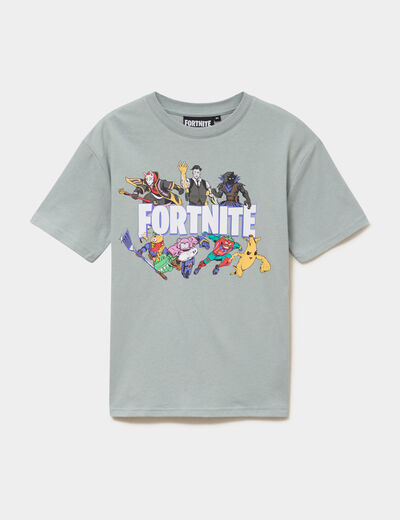 T-shirt manches courtes coton Fortnite vert gar&ccedil;on