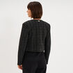 Veste bol&eacute;ro tweed manches longues noir femme