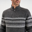 Pull camionneur jacquard manches longues gris fonc&eacute; homme