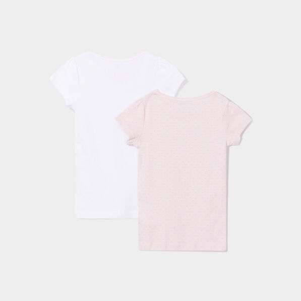 lot de 2 t shirts col rond rose clair fille Lot de 2 T-shirts col rond rose clair fille