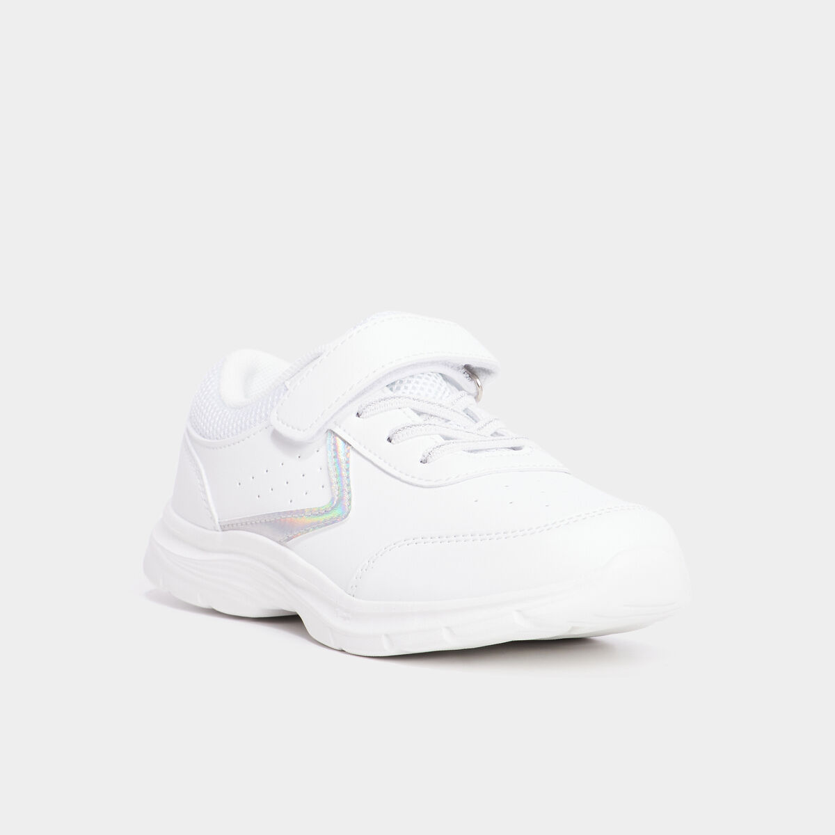 Baskets running à scratchs blanc fille