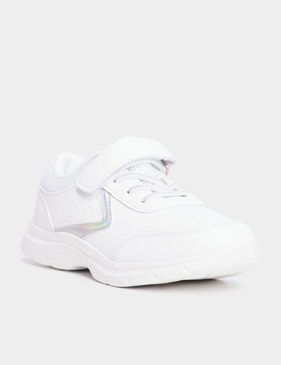 Baskets running à scratchs blanc fille