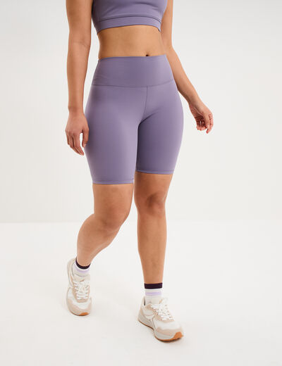 Short cycliste de sport taille haute violet femme