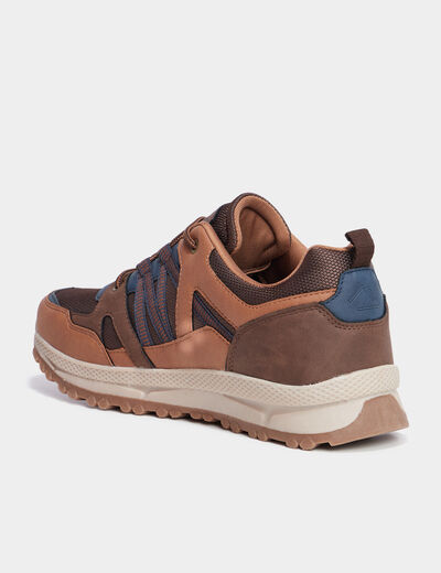 Baskets running à lacets marron clair homme