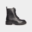 Bottines &agrave; lacets en cuir noir femme