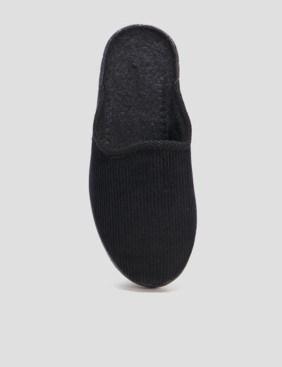 Chaussons mules velours noir homme