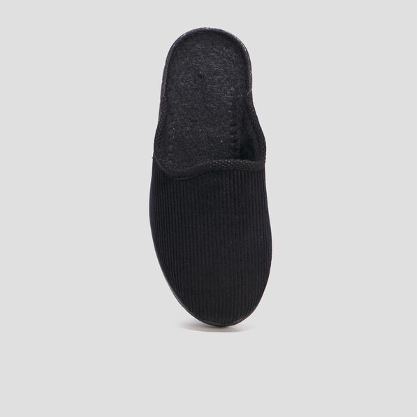 Chaussons mules velours noir homme