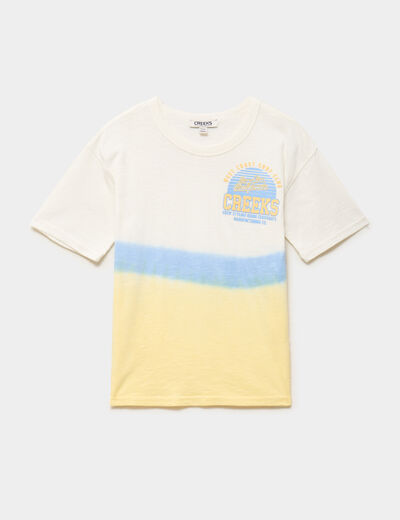 T-shirt col rond manches courtes coton jaune gar&ccedil;on