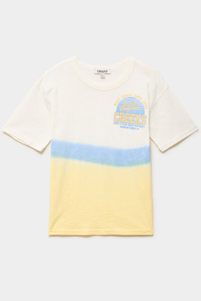T-shirt col rond manches courtes coton jaune gar&ccedil;on