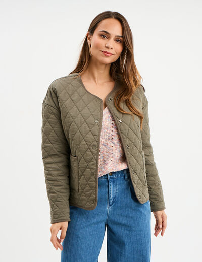 Veste matelassée réversible coton vert kaki femme