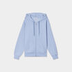 Sweat zippé à capuche molleton bleu clair femme