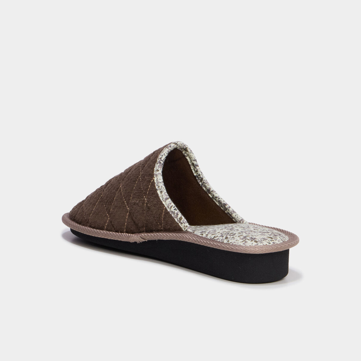 Chaussons mules compens&eacute;es matelass&eacute;es marron femme