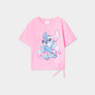 T-shirt noué manches courtes Stitch rose fille