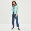 T-shirt col rond manches courtes coton vert menthe femme