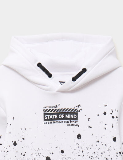 Sweat hoodie &agrave; capuche blanc gar&ccedil;on