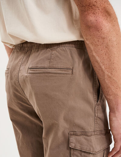 Pantalon cargo taille &eacute;lastiqu&eacute;e marron homme