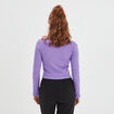 T-shirt côtelé sans couture parme femme