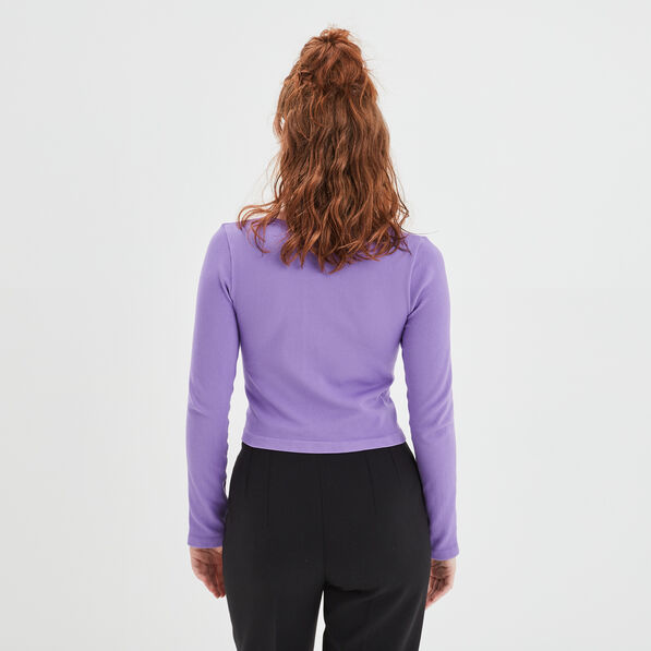 t shirt cotele sans couture parme femme T-shirt côtelé sans couture parme femme