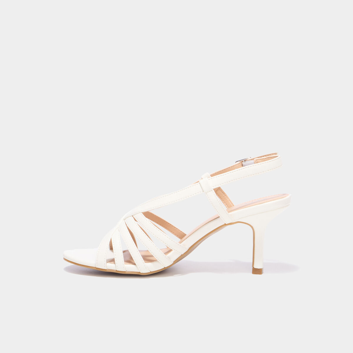 Sandales &agrave; talons avec bride blanc femme