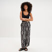 Pantalon fluide large taille &eacute;lastiqu&eacute;e noir femme