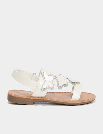 Sandales papillons pailletés blanc fille