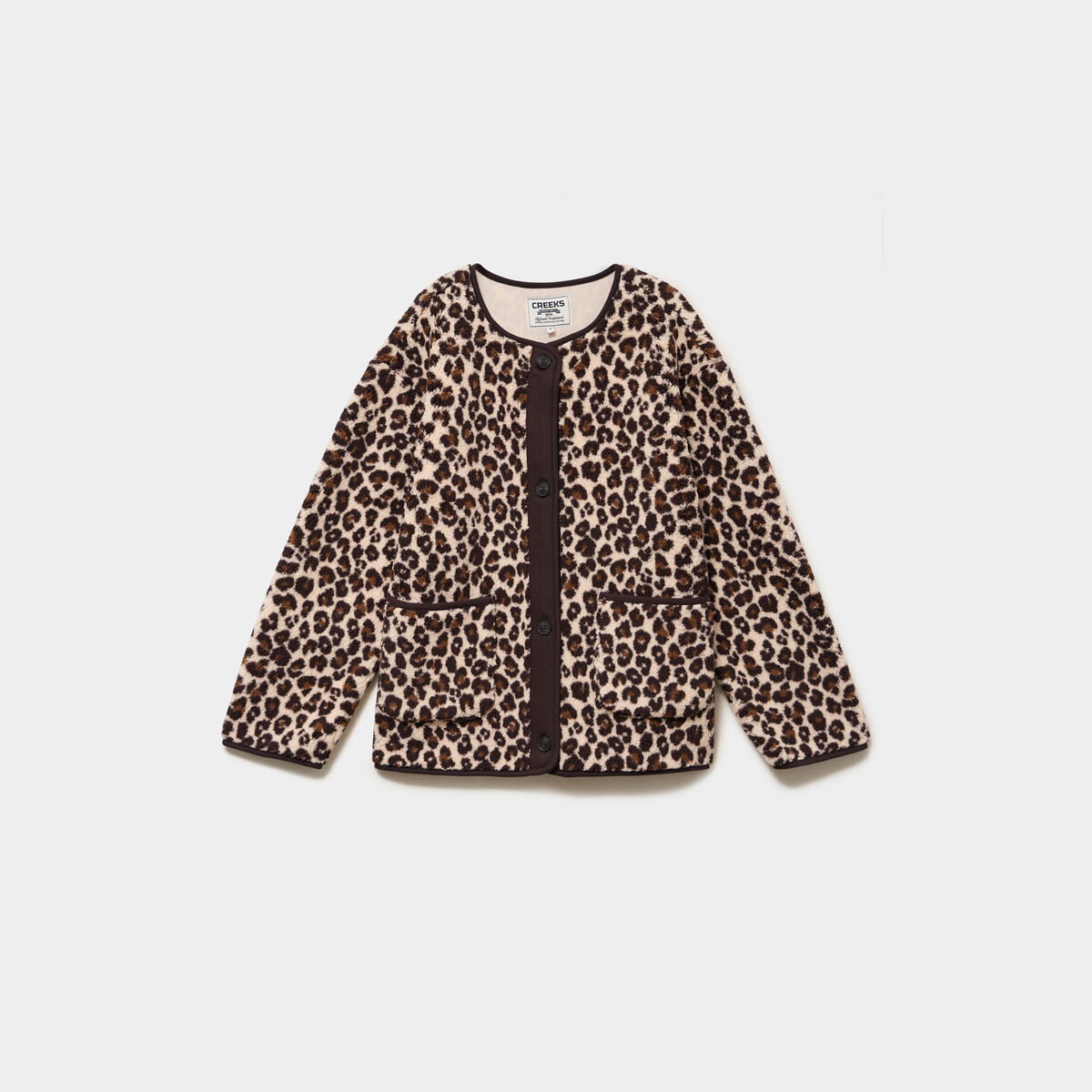 Veste sherpa doubl&eacute;e boutonn&eacute;e beige clair femme