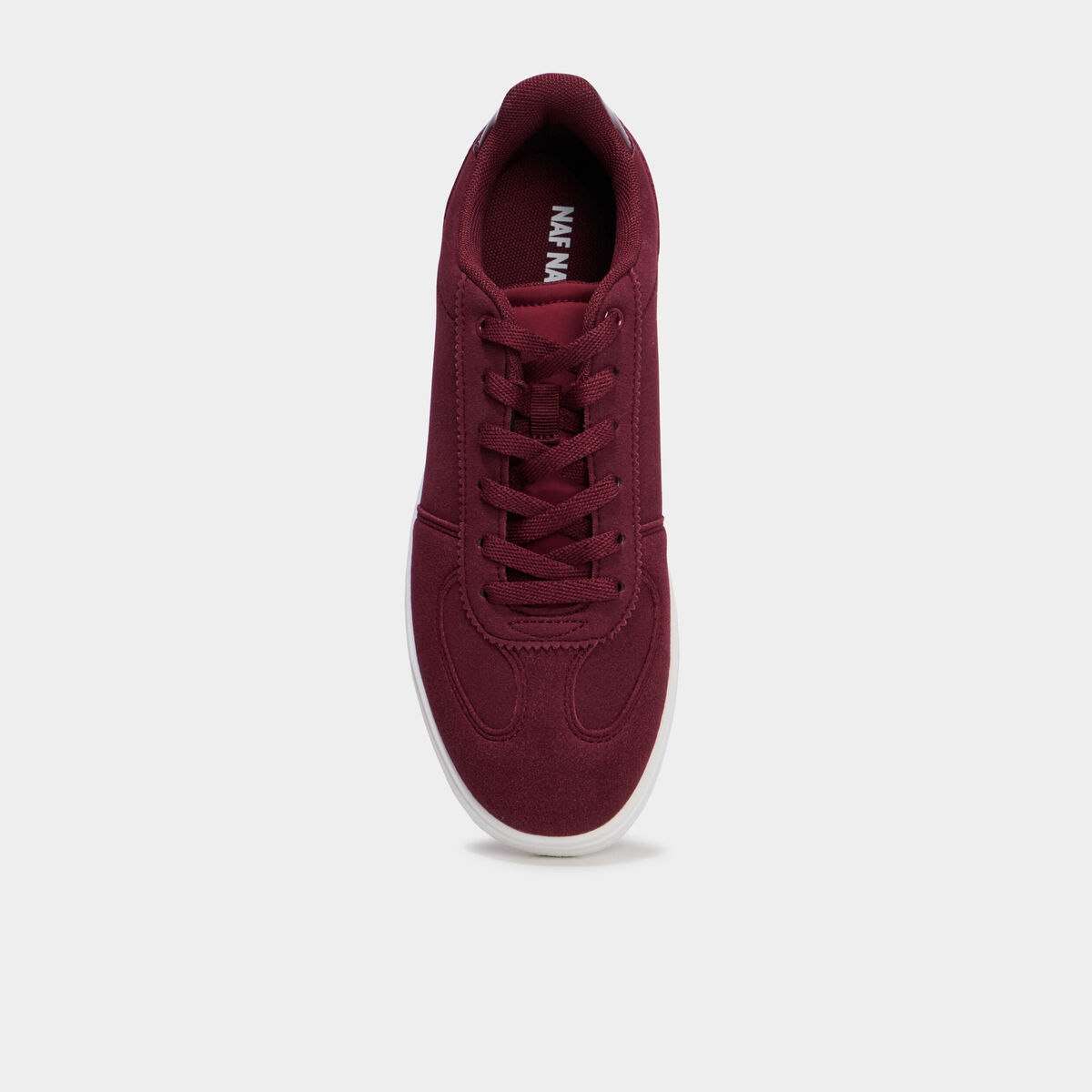 Baskets en su&eacute;dine &agrave; lacets bordeaux femme