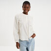 Blouse droite manches longues coton ecru femme