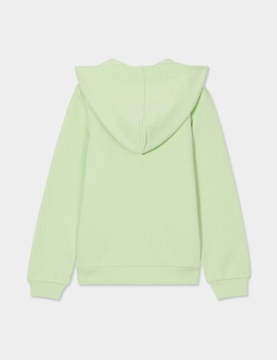 Sweat à capuche zippé vert clair fille