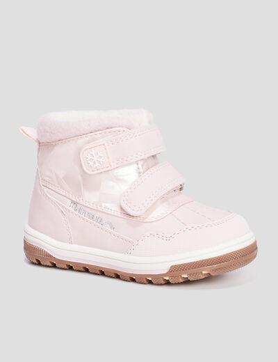 Bottines fourrées à scratchs Trappeur rose bébé fille