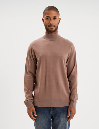 Pull col montant manches longues gris homme