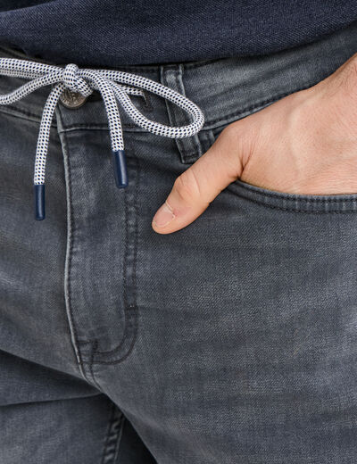 Bermuda droit à coulisse en jean Creeks denim gris homme